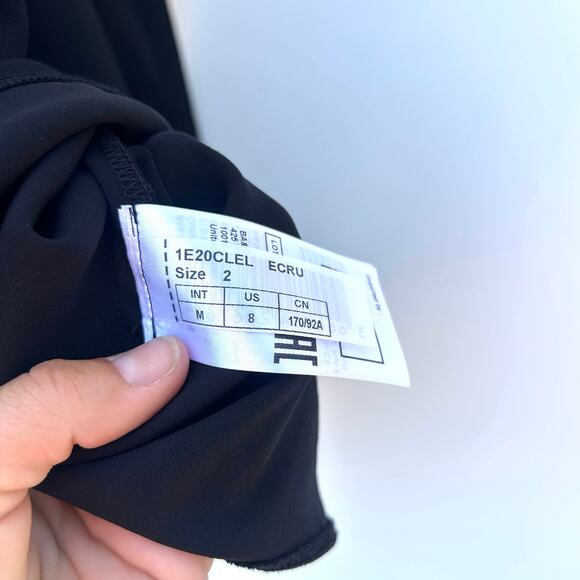 BA&SH Clelia Dress Ecru White Black Tuxedo Cocktail Mini Long Sleeve 8 Medium - Picture 12 of 13